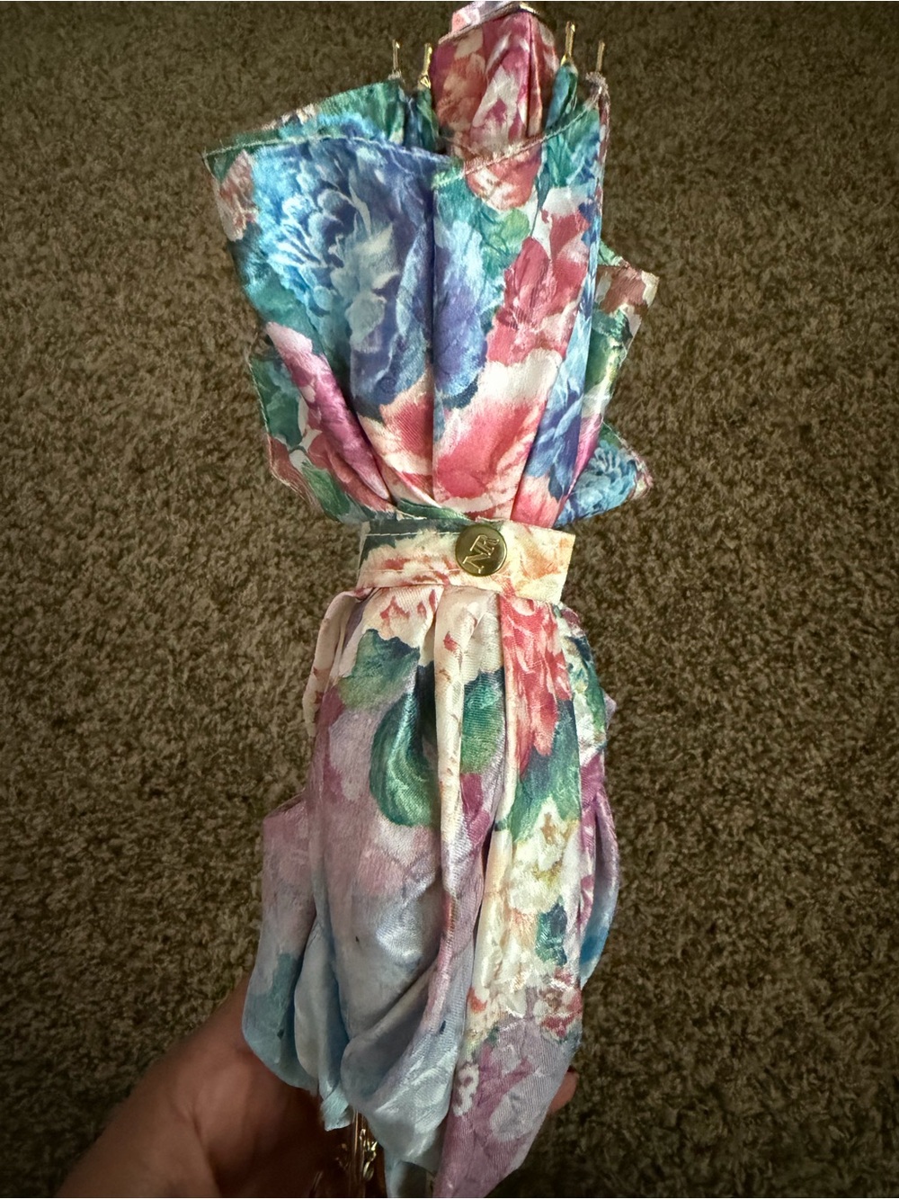 Nina Ricci Floral Pink Blue Green Umbrella - Picture 11 of 13